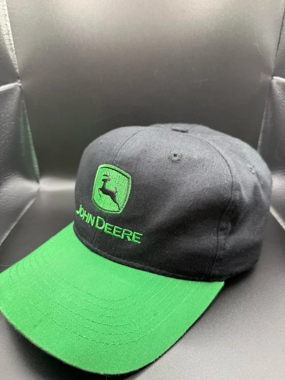 John Deere Black and Green Embroidered Logo Cap